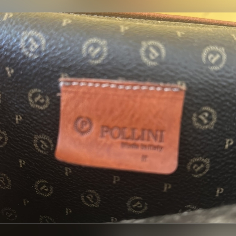 Pollini Logo Vintage Black Brown Leather crossbody/shoulder bag - Picture 12 of 14